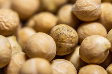 Nuts peas chickpeas close-up. Macro photo