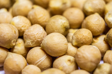 Nuts peas chickpeas close-up. Macro photo
