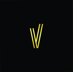 Outstanding professional elegant trendy awesome artistic black and gold color V VV initial based Alphabet icon logo.