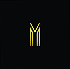 Outstanding professional elegant trendy awesome artistic black and gold color M MM initial based Alphabet icon logo.