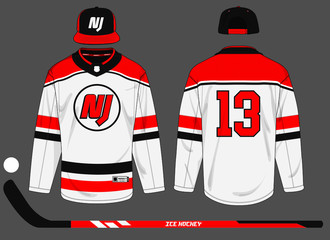 ice hockey jersey uniform template vector kit