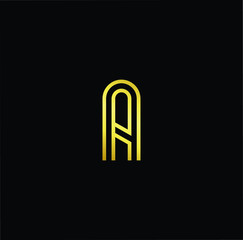 Outstanding professional elegant trendy awesome artistic black and gold color A AA initial based Alphabet icon logo.