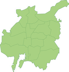 名古屋市の地図_各区ごとに色を変えられます