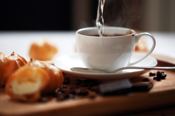 Coffee with custard and chocolate