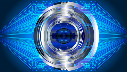 Blue eye cyber circuit future technology concept background