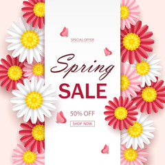 Spring sale background with beautiful flowers
