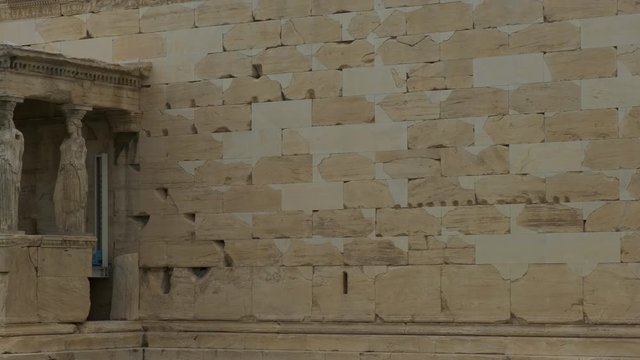 Pan shot of some doric columns of the Parthenon