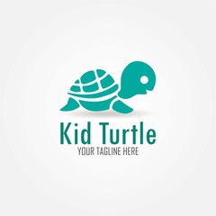 Kid turtle logo design vector illustration.