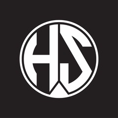 HS Logo monogram circle with piece ribbon style on black background