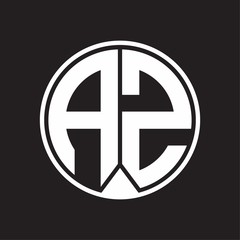 AZ Logo monogram circle with piece ribbon style on black background