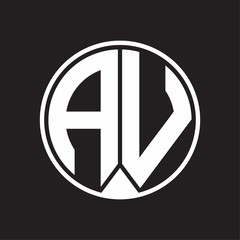 AV Logo monogram circle with piece ribbon style on black background