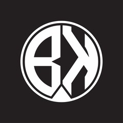 BK Logo monogram circle with piece ribbon style on black background