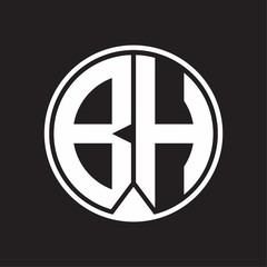 BH Logo monogram circle with piece ribbon style on black background