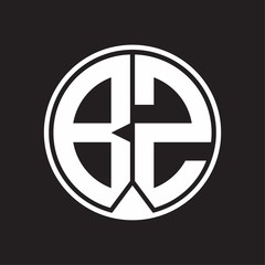 BZ Logo monogram circle with piece ribbon style on black background