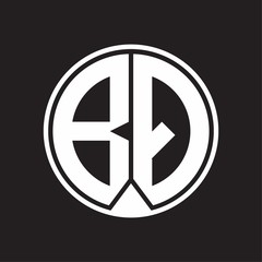 BQ Logo monogram circle with piece ribbon style on black background