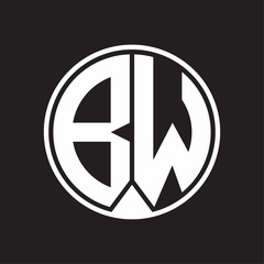 BW Logo monogram circle with piece ribbon style on black background