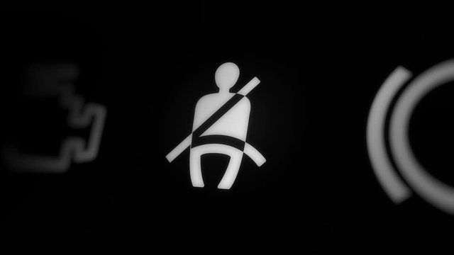 Seat Belt Warning Light on Car Dashboard
