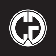 CG Logo monogram circle with piece ribbon style on black background