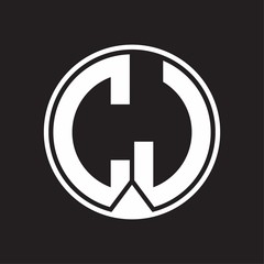 CJ Logo monogram circle with piece ribbon style on black background
