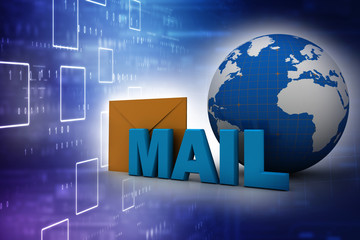 3d rendering Envelope with e mail    