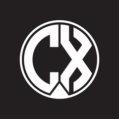CX Logo monogram circle with piece ribbon style on black background