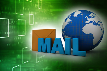 3d rendering Envelope with e mail    