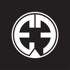 EF Logo monogram circle with piece ribbon style on black background