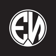 EN Logo monogram circle with piece ribbon style on black background