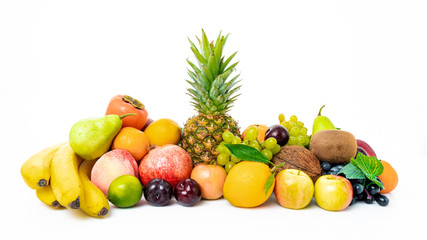 Naklejka na ściany i meble set of different fruits isolated on white background