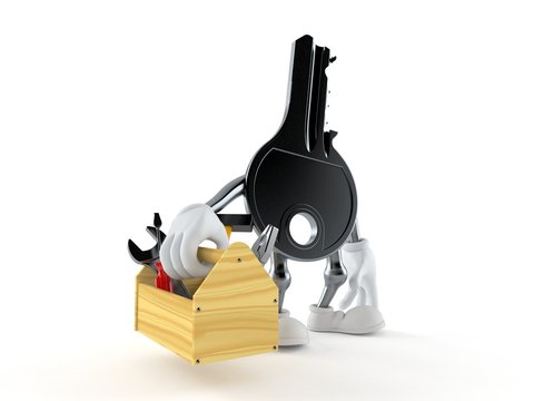 Door key character holding toolbox