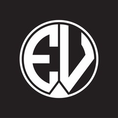 EV Logo monogram circle with piece ribbon style on black background