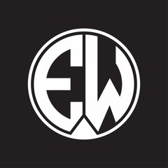 EW Logo monogram circle with piece ribbon style on black background