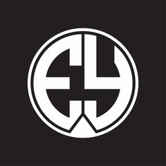 EY Logo monogram circle with piece ribbon style on black background