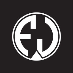 FJ Logo monogram circle with piece ribbon style on black background