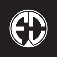 FO Logo monogram circle with piece ribbon style on black background