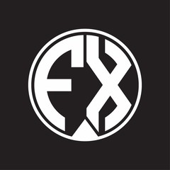 FX Logo monogram circle with piece ribbon style on black background
