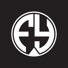 FY Logo monogram circle with piece ribbon style on black background