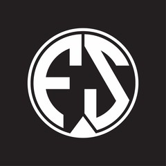FS Logo monogram circle with piece ribbon style on black background