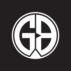 GB Logo monogram circle with piece ribbon style on black background