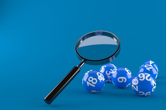 Magnifying glass with lottery balls
