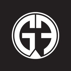 GF Logo monogram circle with piece ribbon style on black background