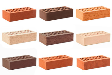 multicolored bricks on an isolated white background.