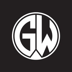 GW Logo monogram circle with piece ribbon style on black background