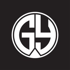 GY Logo monogram circle with piece ribbon style on black background