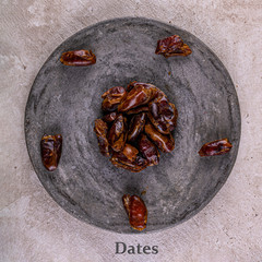 Dates dried fruit on a round stand, photo 1: 1 square