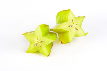 Sliced ​​carambola on a white background