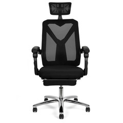 Premium black legrest office chair 