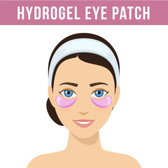 Pink hydrogel eye patches. Cosmetic collagen eye patches. Eye patches for beauty and skin care. Vector