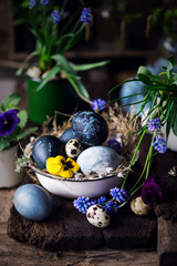 Easter colored eggs.style rustic.