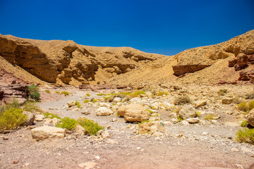 desert sand stone rocks canyon dry landscape scenic nature environment wasteland ground Israeli country side wilderness space no people here